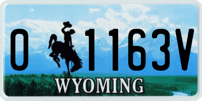 WY license plate 01163V