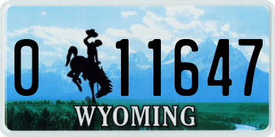 WY license plate 011647