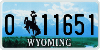 WY license plate 011651