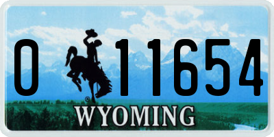 WY license plate 011654