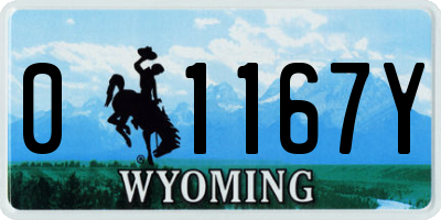 WY license plate 01167Y