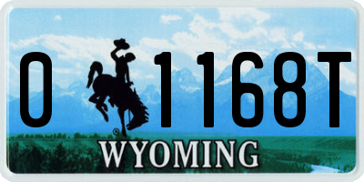 WY license plate 01168T