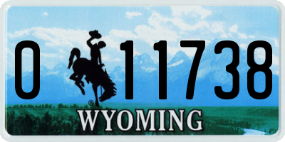 WY license plate 011738