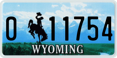 WY license plate 011754