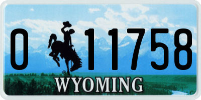 WY license plate 011758