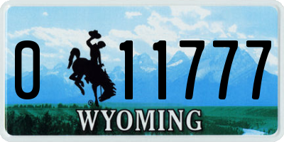 WY license plate 011777