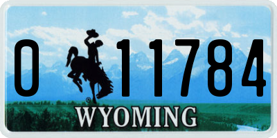 WY license plate 011784