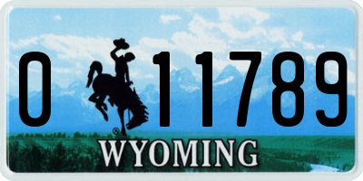 WY license plate 011789