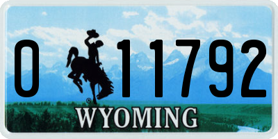 WY license plate 011792