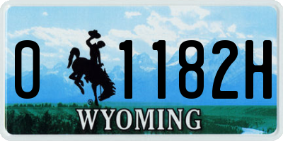 WY license plate 01182H