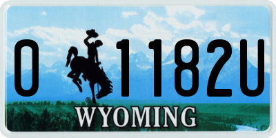 WY license plate 01182U