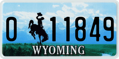WY license plate 011849