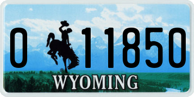 WY license plate 011850