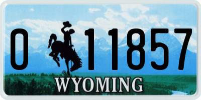 WY license plate 011857