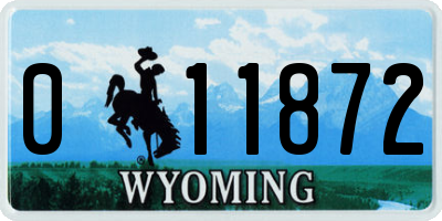 WY license plate 011872