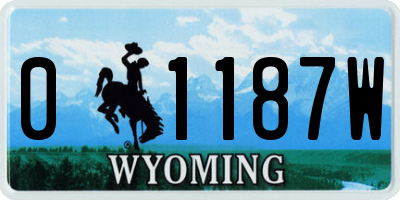 WY license plate 01187W