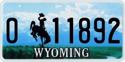 WY license plate 011892