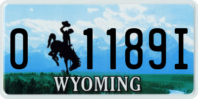 WY license plate 01189I