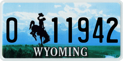 WY license plate 011942