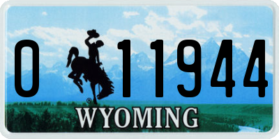 WY license plate 011944