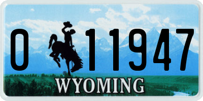 WY license plate 011947