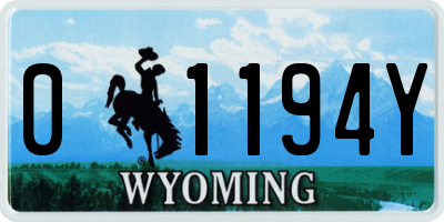 WY license plate 01194Y