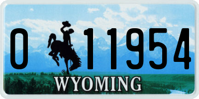 WY license plate 011954