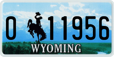 WY license plate 011956