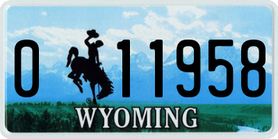 WY license plate 011958