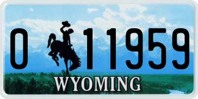 WY license plate 011959