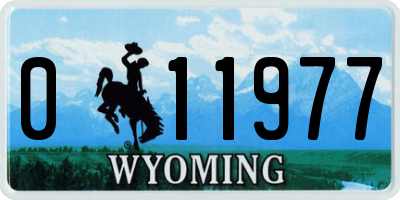 WY license plate 011977