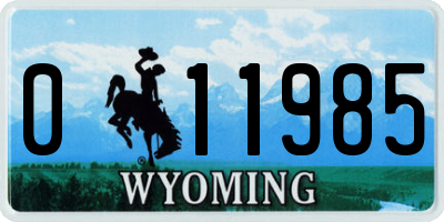 WY license plate 011985