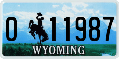 WY license plate 011987