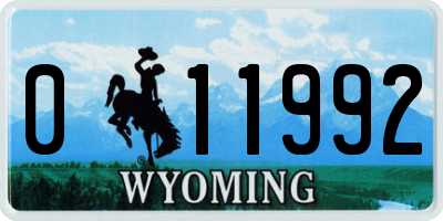 WY license plate 011992