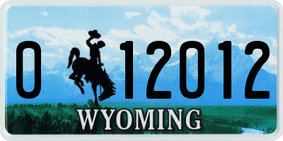 WY license plate 012012
