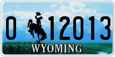 WY license plate 012013