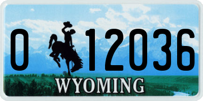 WY license plate 012036