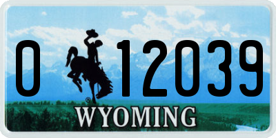WY license plate 012039