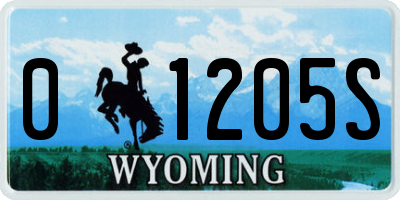 WY license plate 01205S