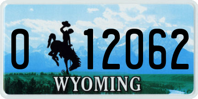 WY license plate 012062