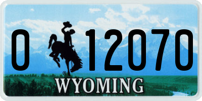 WY license plate 012070