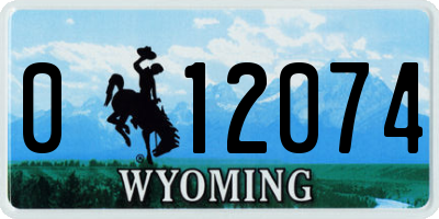 WY license plate 012074