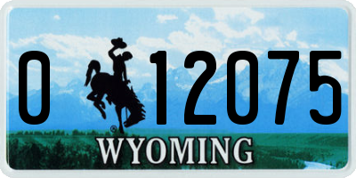 WY license plate 012075