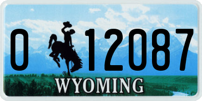 WY license plate 012087