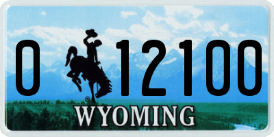 WY license plate 012100