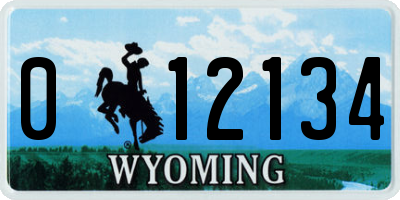 WY license plate 012134