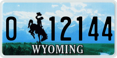 WY license plate 012144