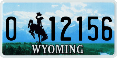 WY license plate 012156