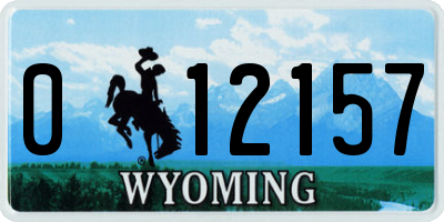 WY license plate 012157