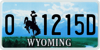 WY license plate 01215D